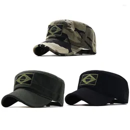 Berets Outdoor Camouflage Hat Sun Hats Army Military Sports Tactical Cap Men Flat Top Snapback Brazil Flag Hunting Baseball Caps
