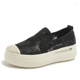 Casual Shoes Height Increased Creepers Breathable Hollow Mesh Flat Platform Fisherman's WomenThick-Soled Espadrilles Sneakers