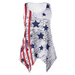 Ladies Striped Vest Tops Womens Lersure T Shirts Stars Printing Casual Clothes American Flag Independence National Day USA 4th Jul8146094