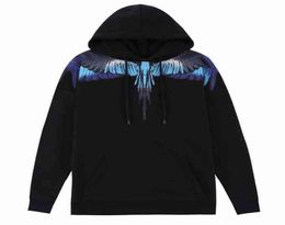 Marcelos Burlon Winter New Mb Black Ice Blue Wing Sweater with Hat Round Neck Long Sleeve and Women Loose Large Lovers Fashion Men9870635