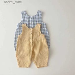 Rompers 2023 Summer New Baby Sleeveless Cotton Romper Cute Newborn Toddler Overalls Infant Boy Girl Casual Jumpsuit Children Clothes L240402