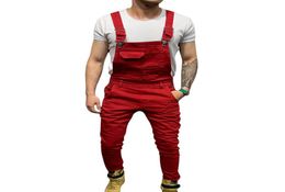 Men Jeans Casual Loose Fit Pants Cargo Bib Overalls Multi Pocket Trousers Jumpsuits Male Solid Slim Fit Denim2634700