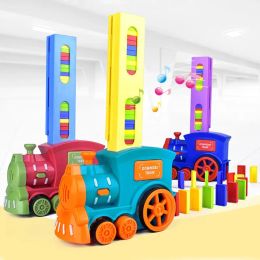 Automatic Laying Domino Train Electric Car Brick Blocks Kit Creative Game Intelligence Educational DIY Toy Kid Birthday Boy Gift