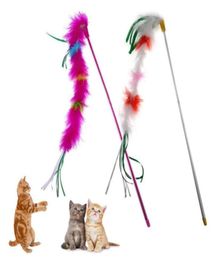Colourful Feather Cat Teaser Toy Dangle Rods Playing Pet Toys For Cats Kitten Interactive Playing Pet Scratcher Toys7000563