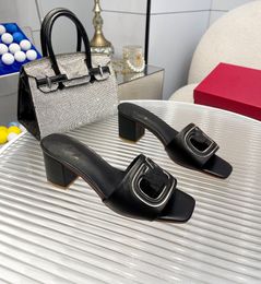 Top quality Designer Vlogo Sandals Valentine Famous V Heel Slippers Luxury Sandale Miller Shoes Leather Fashion Women 7867