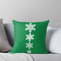 Pillow 60's Christmas Snowflake Pattern Green And White Throw Embroidered Cover Set