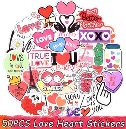 50 PCS LOVE Heart Stickers for Kids DIY Laptop Car Bike Guitar Luggage Waterproof Cute Decal Valentine039s Day Gift7031135