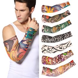 Summer Outdoor Sports Tattoo Sleeve Flower Arm Tattoo Men's and Women's Arm Guard Driving Fishing Sunscreen Ice Silk Sleeve