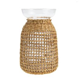 Vases Straw Vase Flower Arrangement Container Glass Natural Home Decor Ornament Wedding Decorations Tables Woven Cylinder