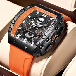 Wristwatches LIGE Fashion Skull Watch For Men Top Sport Waterproof Chronograph Quartz Relogios Masculino