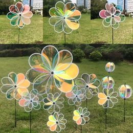 Garden Decorations Eight Leaf Color Bird Repelling Windmill Outdoor Grounding Mounted Reflective Changing Kindergarten Children's Toys