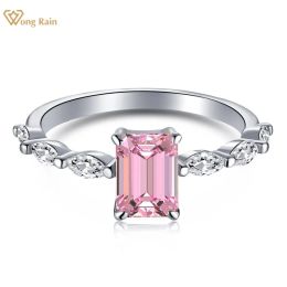 Rings Wong Rain 100% Sterling Sier Lab Sapphire High Carbon Diamonds Gemstone Wedding Band Ring for Women Fine Jewelry Wholesale