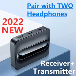 Speakers Bluetooth 5.0 Audio Receiver Transmitter 3.5mm AUX Jack RCA Stereo Wireless Adapter for Car kit TV PC Speaker Pair 2 Headphones