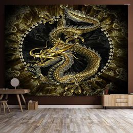 Tapestries Colourful Chinese Dragon Totem Decorative Tapestry Corridor Living Room Aesthetic Art Personality Home Decor