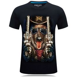 2024 New 3D Stereoscopic Men's Short Sleeved Personalized Animal Round Neck T-shirt Plus Size - Double Gun Dog