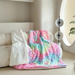 Blankets European And American Ins Style Gradient Sofa Blanket Plush Lamb Velvet Cotton Multifunctional Autumn Winter