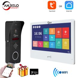 Anjielosmart Tuya 10 Inch Touch Monitor Smart Home Video Intercom System 1080P 160° Video Doorbell Camera Full Touch Monitor