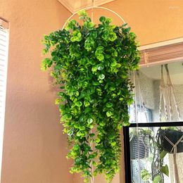 Decorative Flowers Artificial Rattan Pendant Diy Eucalyptus Leaves Grass Wreath Micro Landscape Fake Green Plant Needle Wall Hanging Outdoor