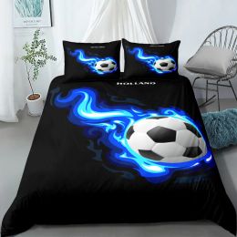 Passionate Soccer Ball Duvet Cover Set King Queen Double Full Twin Single Size Boys Bed Linen Set