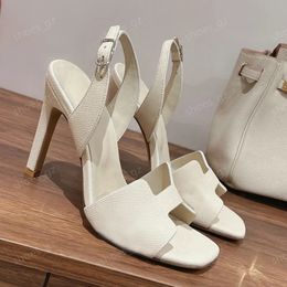 Top quality Classic Women's Sandals Summer Fashion High Heels Women's Back Strap Straps Leather Stiletto Heel Sandals 10.5cm Women's Luxury Designer Sandals