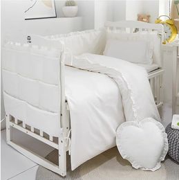 6050cm Bed Hanging Storage Bag Baby Cot Cotton Crib Organiser Toy Diaper Bottle Pocket for Bedding Set 240322