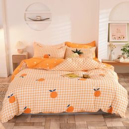 Bedding Simple Cute Pattern Advanced Fiber Fabric Does Not Hurt The Skin Quilt Three-Piece Set Suitable For Four Seasons 240326