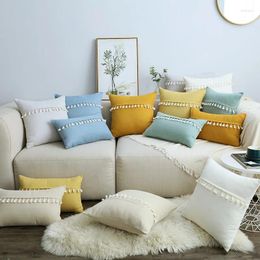 Pillow Candy Colour Cover Decorative Pillows Flannel Tassel Pillowcase Home Decor Throw For Sofa Bed 45x45cm