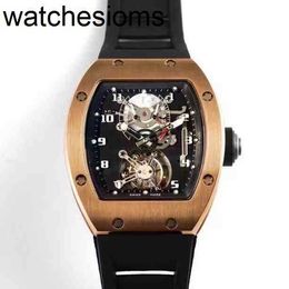 Richardmill Watch Date Luxury Mens Mechanical Business Leisure Rms001 Manual Tourbillon Fine Steel Case Black Tape Fashion Swiss Movement Wristwatches