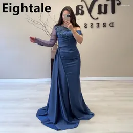 Party Dresses Off Shoulder One Sleeve Mermaid Evening For Women 2024 Designer Satin Dubai Beaded Formal Prom Dress Arabic Gown