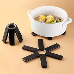 Table Mats 2024 Pot Holders Pad Burrs-free Silicone Trivet Heat Insolation Space-saving Folding Insulation
