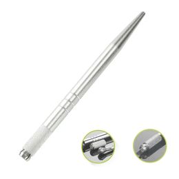 Machine 10 Pc Metal Eyebrow Permanent Makeup Pen Light Manual Tattoo Hine for Microblading Needle Blade Munsu Tebori Pen