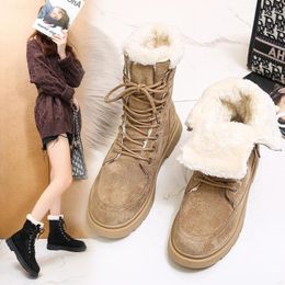 Boots Versatile Snow For Women In Winter 2024 Sponge Cake Thick Sole Anti Slip And Warm Stylish Suede Cotton Shoes Trend