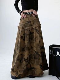 Skirts Personalised Interesting Print Design Casual Long Skirt For Women 2024 Style Street Hip-hop Versatile And Simple Vintage Y2k