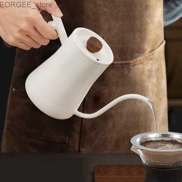 Coffee Makers Pour espresso onto a kettle goose neck stainless steel wooden handle coffee pot swan neck kettle coffee pot coffee pot accessories Y240403