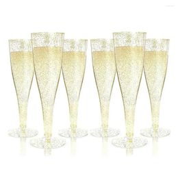 Disposable Cups Straws 6.5oz Goblet Champagne Glasses Party Wine For Birthday Shower Parties Wedding Garden Wholesale