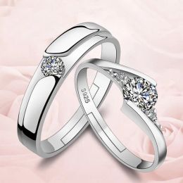 925 Sterling Silver Moissanite Diamond Couple Rings for Lovers Matching Wedding Jewelry Set