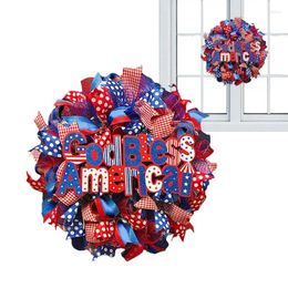 Decorative Flowers Patriotic Wreaths For Front Door Red White And Blue Wreath Americana Handcrafted Memorial Day Festival