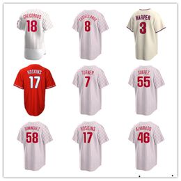 Philadelphia Custom Phillies Baseball Jerseys Trea Turner 8 Nick Castellanos 16 Brandon Marsh 19 Cristian Pache 18 Johan Rojas 12 Kyle Schwarber