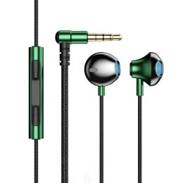 Wired Headphones With Mic Earphones Earbuds In Ear wired earphone 3.5mm 90 Degree Elbow Plug Headset Gamer Sport For Phones