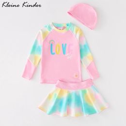 Wear Kids Swimwear for Girls Long Sleeve Pink Swimsuit Girl Rash Guard Summer Beach UV Protection Child Surfing Swimming Bathing Suit