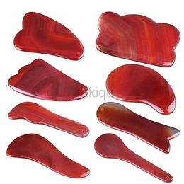 Massage Stones Rocks Natural Red Agate Scraping Board Jade Massager Gouache Scraper Facial Body Guasha Lifting Sap Cupuncture Point Massage Skin Care 240403