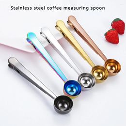 Coffee Scoops Stainless Steel Measuring Spoon Multifunctional Food Sealing Clip Baking Scale Gadget Accessories Tea Spoons Coffeeware