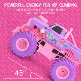 2.4G RC Pink Car Electric Drive Off-Road Big Wheel High Speed Purple Remote Control Trucks Girls Toys for Children