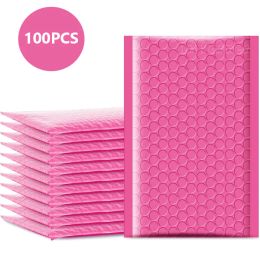 Mailers 100pcs Bubble Mailers Padded Envelopes Pearl film Gift Present Mail Envelope Bag For Book Magazine Lined Mailer Self Seal Pink