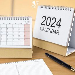 School Desk Calendar 2024 Mini Stand-up Flip-top Design Event Marking Office Decor Small Space Desk Calendar