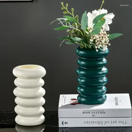 Vases Spiral Design Flower Vase Nordic Style Imitation Ceramic Pot Modern Plastic Arrangement Home Decoration
