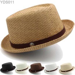 Wide Brim Hats Bucket Mens Classic Str Pork Pie Cap Fedora Sunhats Trilby Hat Summer Rowing Beach Outdoor Travel Party Size US 7 1/4 UK L yq240403