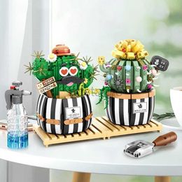 Kitchens Play Food Creative Building Blocks Succulent Cactus 3D Model Mini Bonsai Simulation Green Plant Flower Home Decoration Childrens Toy Gift 2443