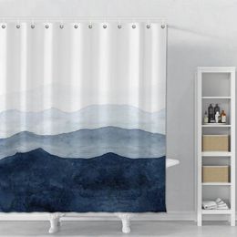 Shower Curtains Mountain Fog Printed Curtain Aesthetic Art Ink Painting Bathroom With Hooks Polyester Fabric Bath