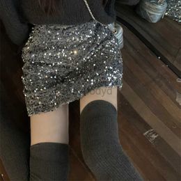 Urban Sexy Dresses Autumn Winter Fashion Sequins Skirt for Women 2023 New High Waisted Slim Sexy Club Mini Skirt Elegant Casual Pencil Skirts 240403